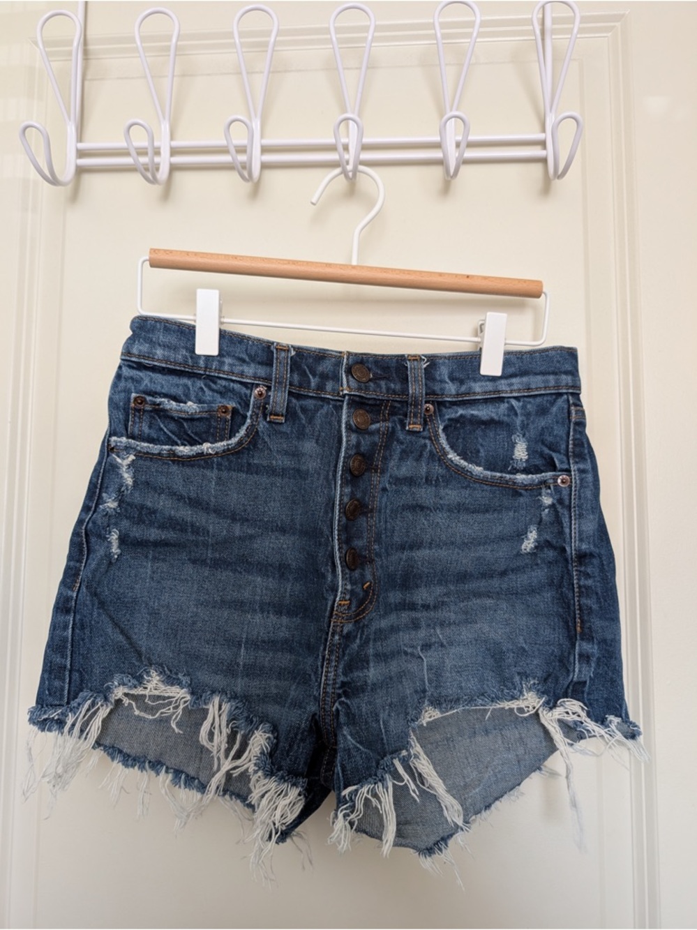 Abercrombie & Fitch Distressed High Rise Mom Shorts